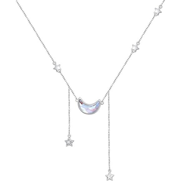 Jewelry - 925 Sterling Silver Jewelry Crescent Moon and Star Pendant Necklace